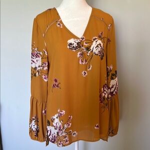 Maurices Small Floral Mustard Blouse